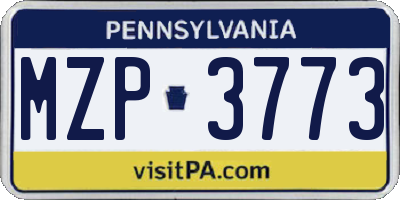 PA license plate MZP3773