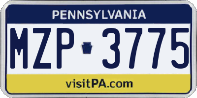 PA license plate MZP3775