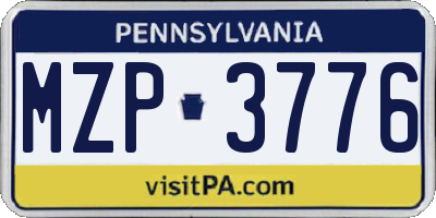PA license plate MZP3776