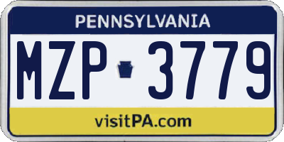 PA license plate MZP3779