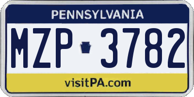 PA license plate MZP3782