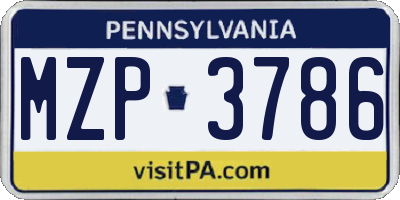PA license plate MZP3786