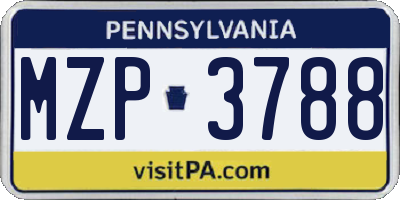 PA license plate MZP3788