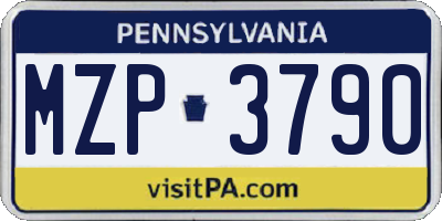 PA license plate MZP3790