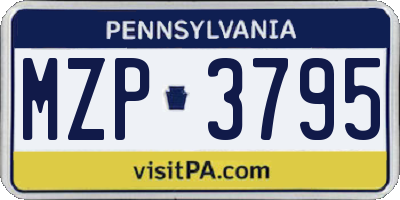 PA license plate MZP3795