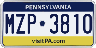 PA license plate MZP3810