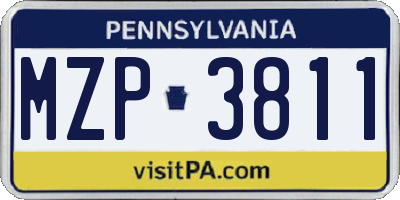 PA license plate MZP3811