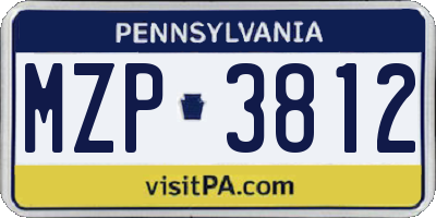 PA license plate MZP3812