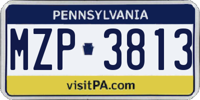 PA license plate MZP3813