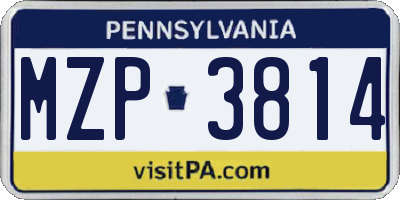 PA license plate MZP3814
