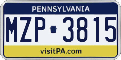 PA license plate MZP3815