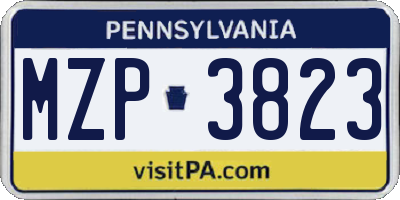 PA license plate MZP3823