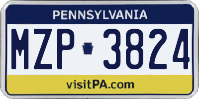 PA license plate MZP3824