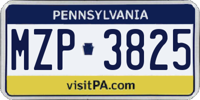 PA license plate MZP3825