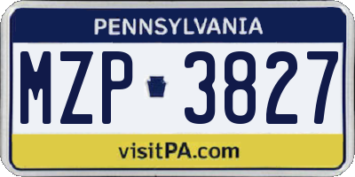 PA license plate MZP3827
