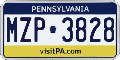 PA license plate MZP3828