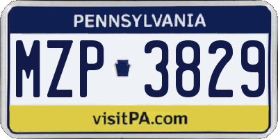 PA license plate MZP3829