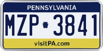 PA license plate MZP3841