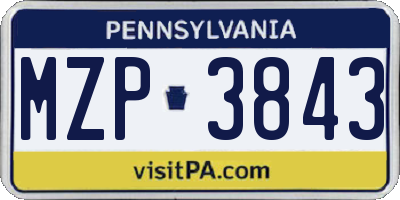 PA license plate MZP3843