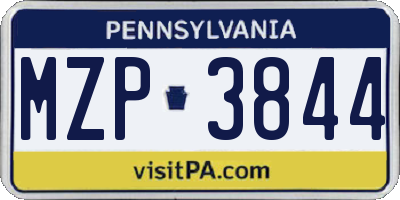 PA license plate MZP3844
