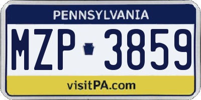 PA license plate MZP3859
