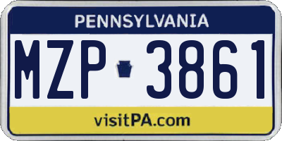 PA license plate MZP3861