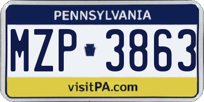 PA license plate MZP3863
