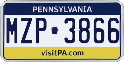 PA license plate MZP3866
