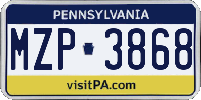 PA license plate MZP3868