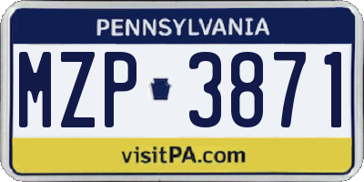 PA license plate MZP3871