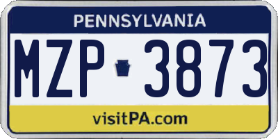 PA license plate MZP3873