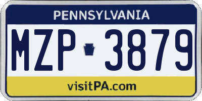 PA license plate MZP3879