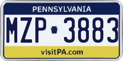 PA license plate MZP3883