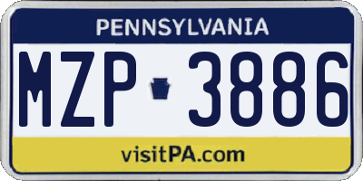 PA license plate MZP3886