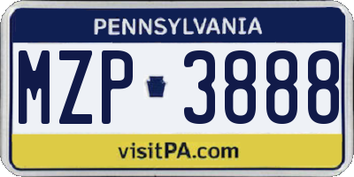 PA license plate MZP3888
