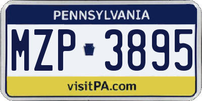 PA license plate MZP3895