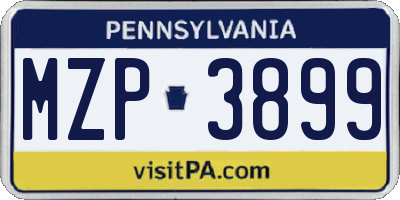 PA license plate MZP3899