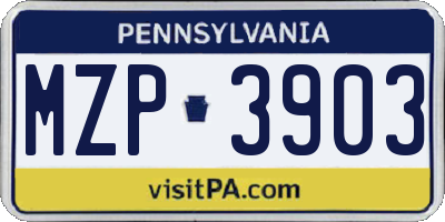 PA license plate MZP3903