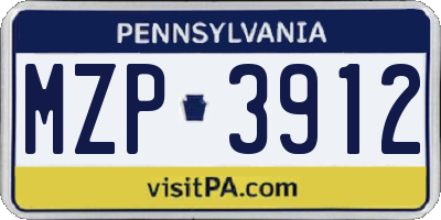 PA license plate MZP3912