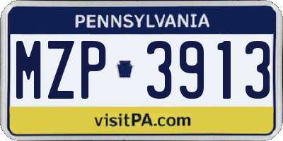 PA license plate MZP3913