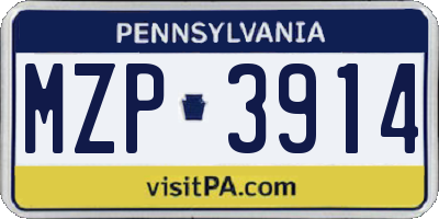 PA license plate MZP3914