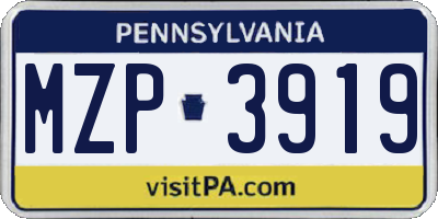 PA license plate MZP3919