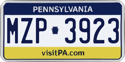 PA license plate MZP3923