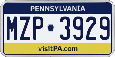 PA license plate MZP3929