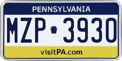 PA license plate MZP3930