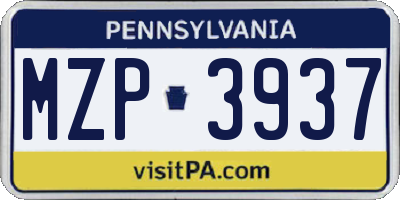 PA license plate MZP3937