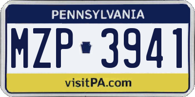 PA license plate MZP3941