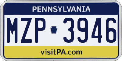 PA license plate MZP3946