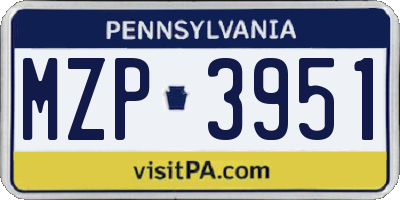 PA license plate MZP3951
