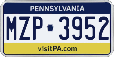 PA license plate MZP3952